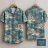 Custom Hawaiian Shirts With Logo – Coastal Houses, Palm Trees & Sailboats on Teal