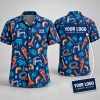Custom Logo Hawaiian Shirt – Plumbing Tools & Tropical Pattern on Navy Blue