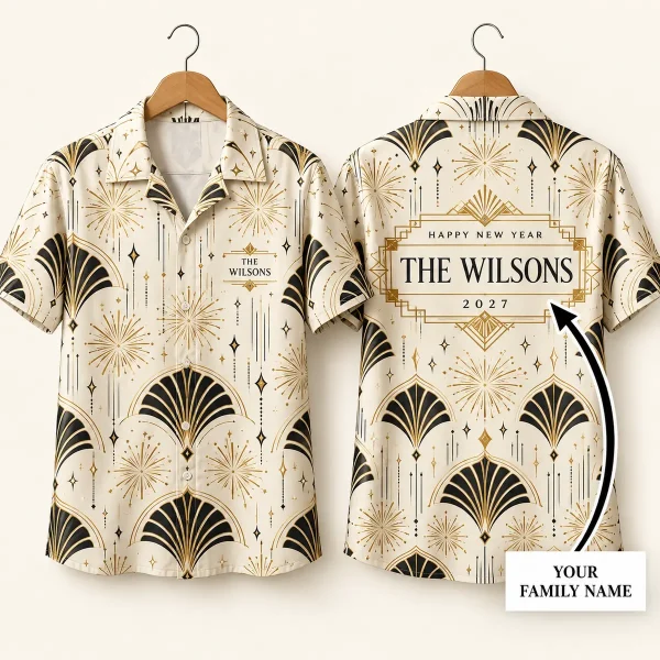 Fireworks custom family shirts with Art Deco Fans