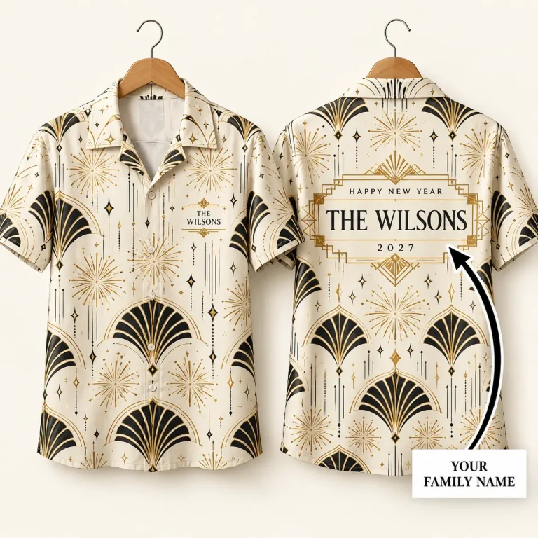 Fireworks custom family shirts with Art Deco Fans