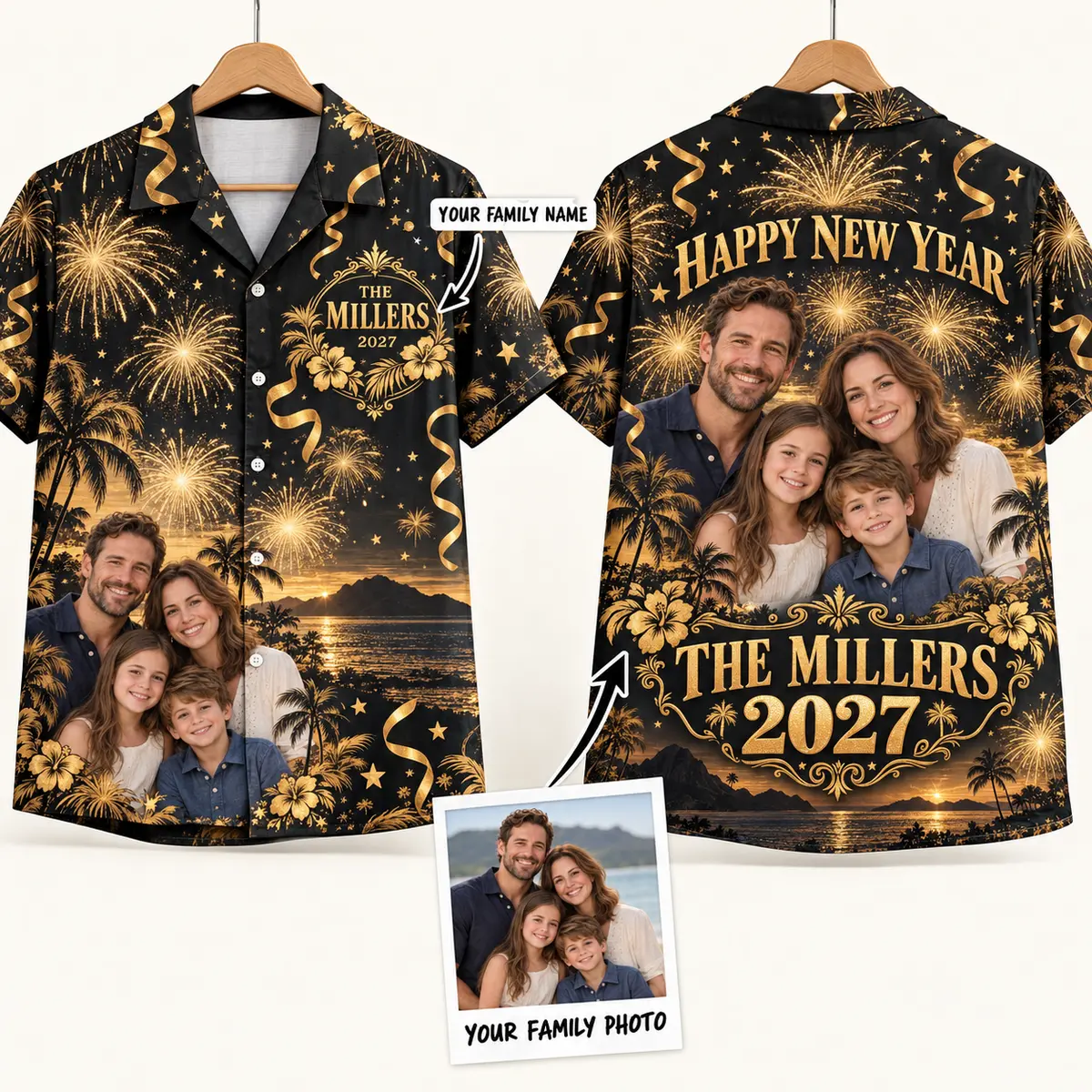 Fireworks Matching Family Shirts – Black & Gold