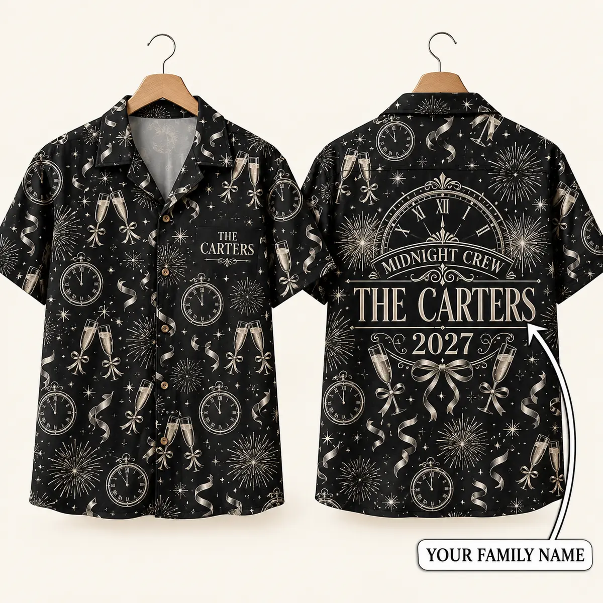 Fireworks Men's NYE Shirts with Midnight Pocket Watches