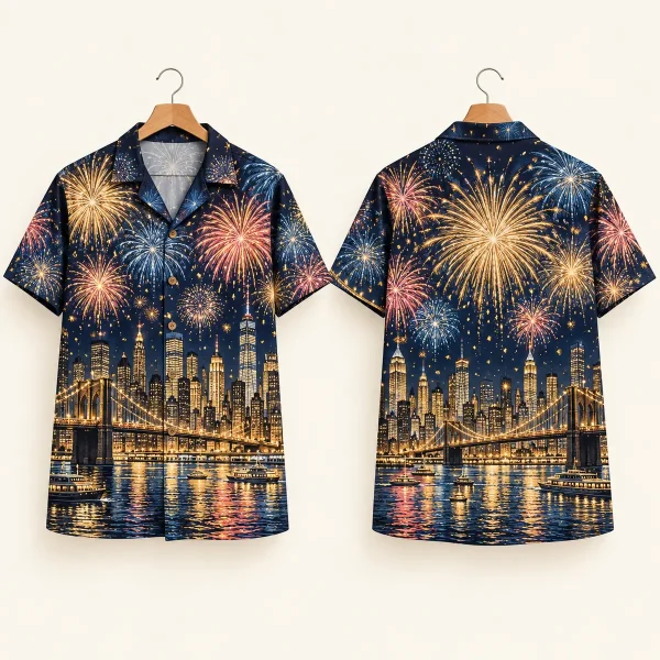 Fireworks New Year's Eve Outfit Camp Collar Shirt