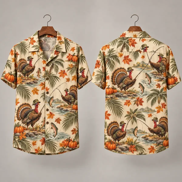 Fishing Turkey Thanksgiving Hawaiian Shirts – Camp Collar
