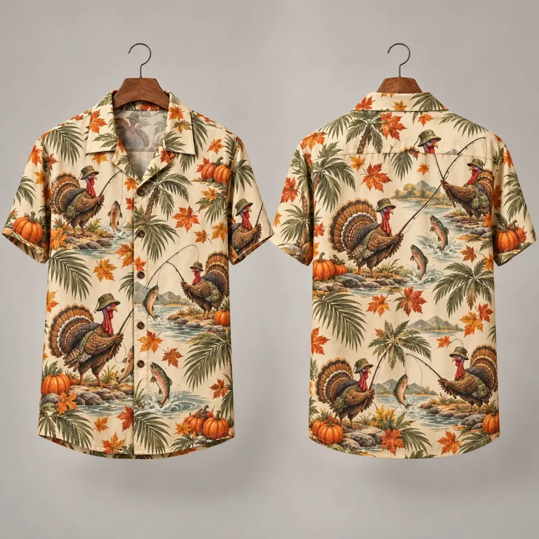Fishing Turkey Thanksgiving Hawaiian Shirts – Camp Collar