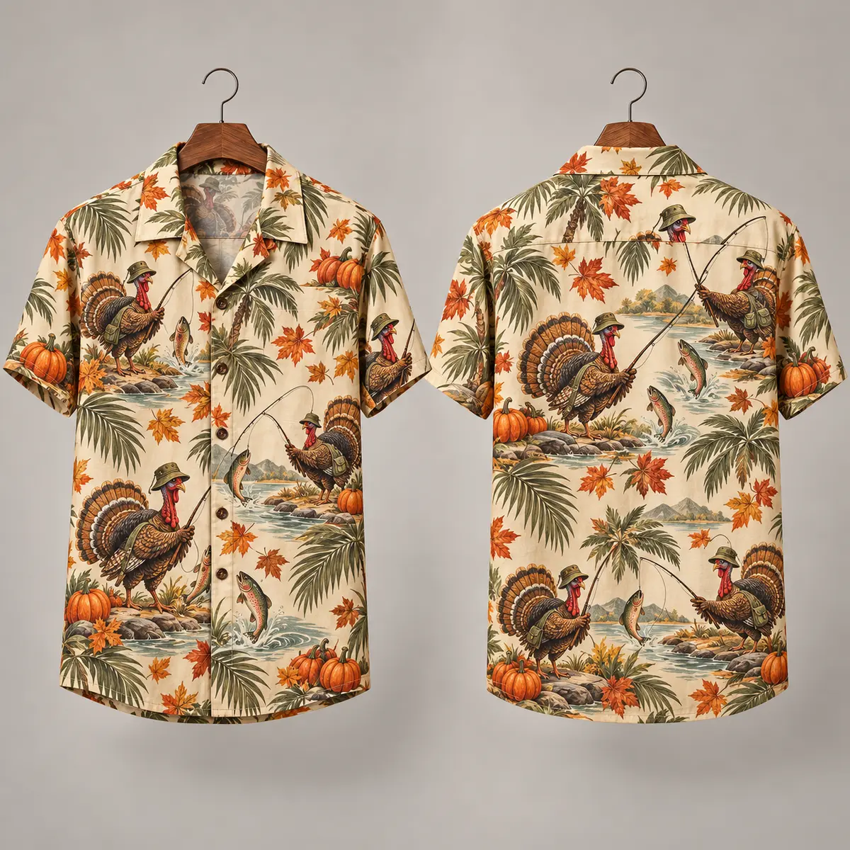 Fishing Turkey Thanksgiving Hawaiian Shirts – Camp Collar