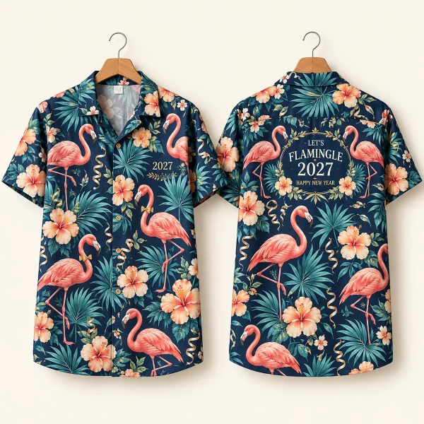 Flamingo New Years Hawaiian Shirt - Let's Flamingle 2027