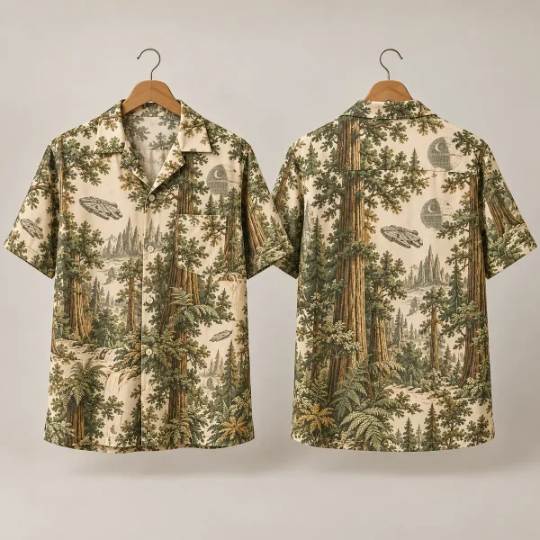 Forest Star Wars Hawaiian Shirt – Earthy Spacecraft Print