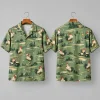 Golf Rooster Hawaiian Shirt with Golf Cart Print