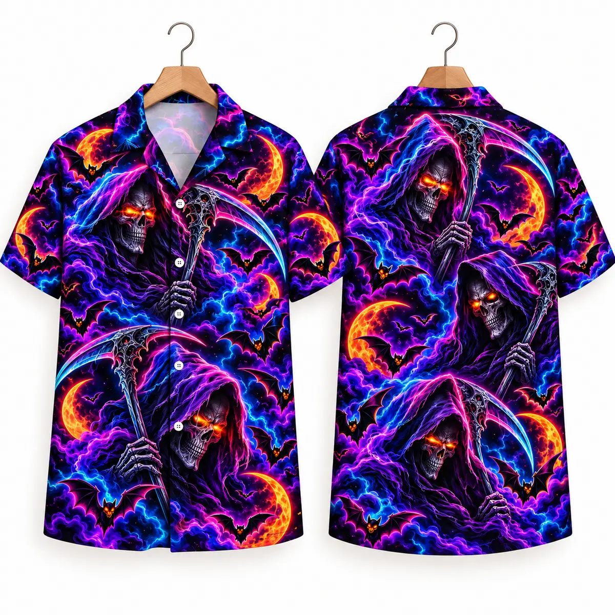 grim reaper halloween hawaiian shirt – Neon Moons