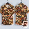 Halloween Hawaiian Shirt – Bearded Hot Rod Driver with Pumpkins, Ghosts & Bats