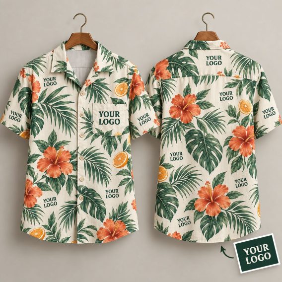 Hibiscus Orange Fruit Custom Hawaiian Shirts With Logo