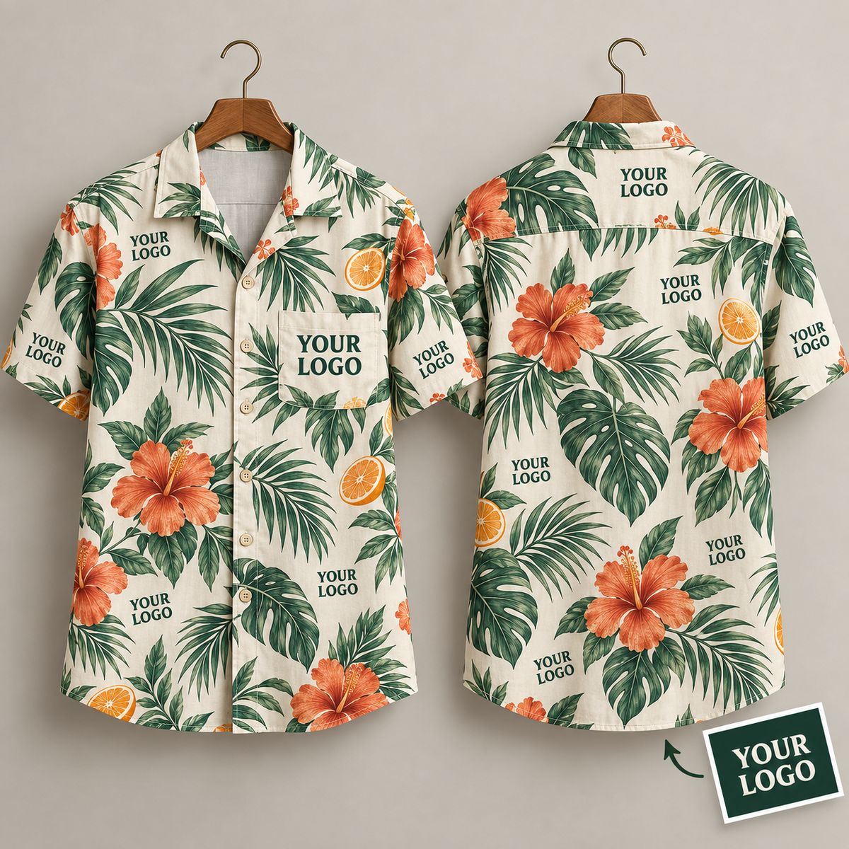 Hibiscus Orange Fruit Custom Hawaiian Shirts With Logo