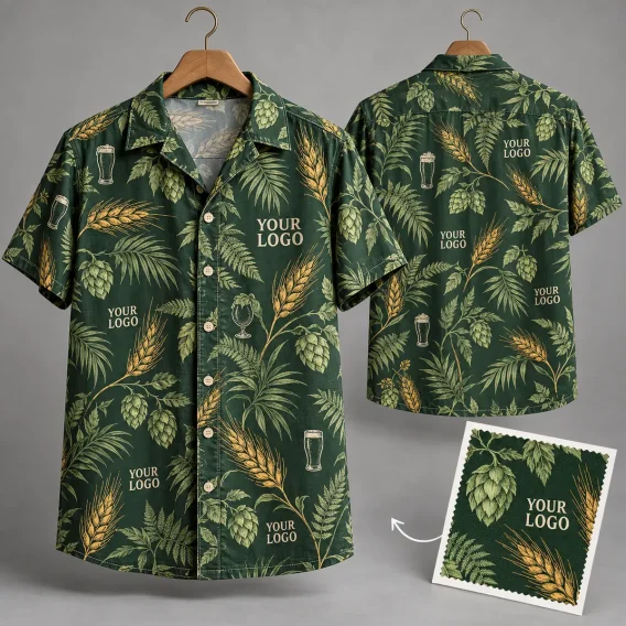 Hop & Barley Logo Hawaiian Shirt | Custom Company Branding