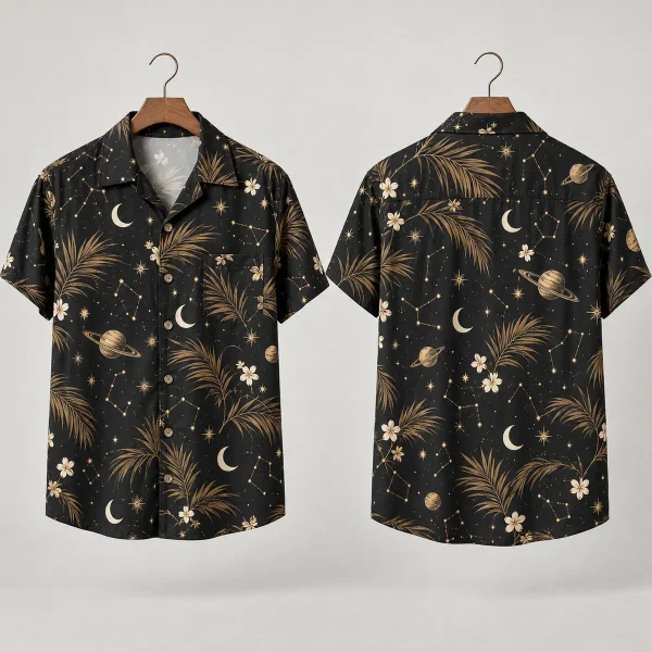 Moon Star Wars Hawaiian Shirt with Palms & Planets