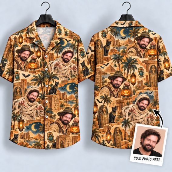 Mummy Explorer Halloween Hawaiian Shirt – Ancient Egypt & Horror Aloha Shirt