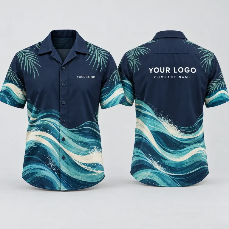 Ocean Wave Logo Hawaiian Shirt | Custom Hawaiian Shirts With Logo