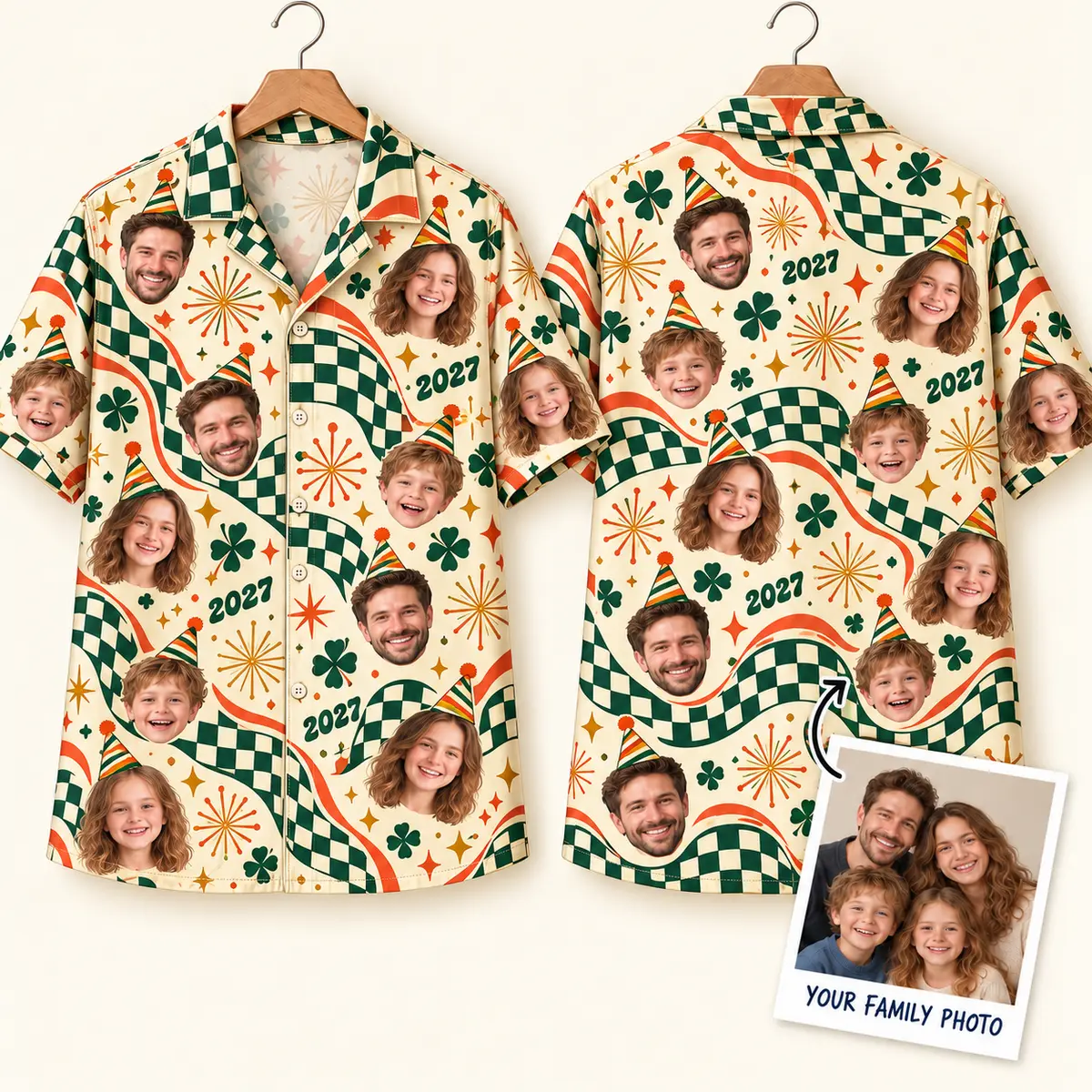Party Hat Matching Family Shirts with Custom Faces, 2027