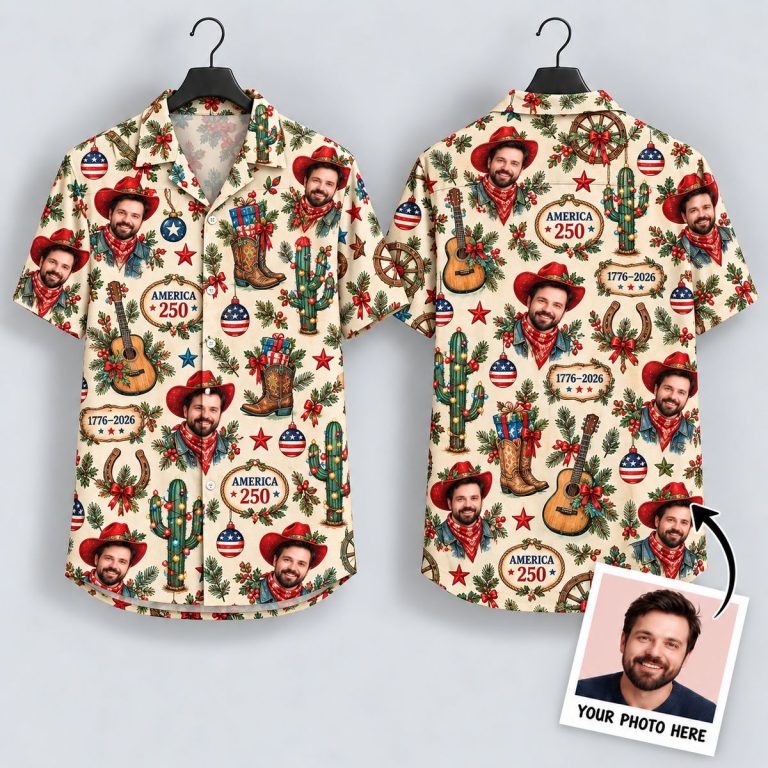 America 250 Patriotic Hawaiian Shirt – Western Cowboy Holiday All-Over Print