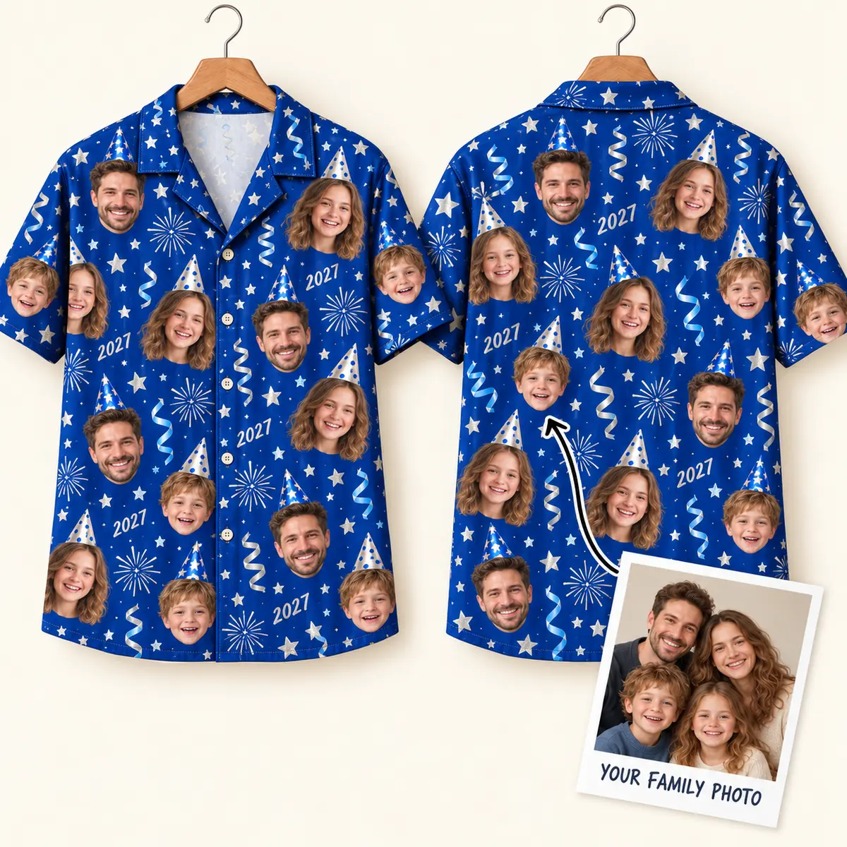 Photo Matching Family Shirts – Blue 2027 Faces