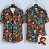Pirate Captain Halloween Hawaiian Shirt – Ghostly Skulls, Pumpkins & Ship Design