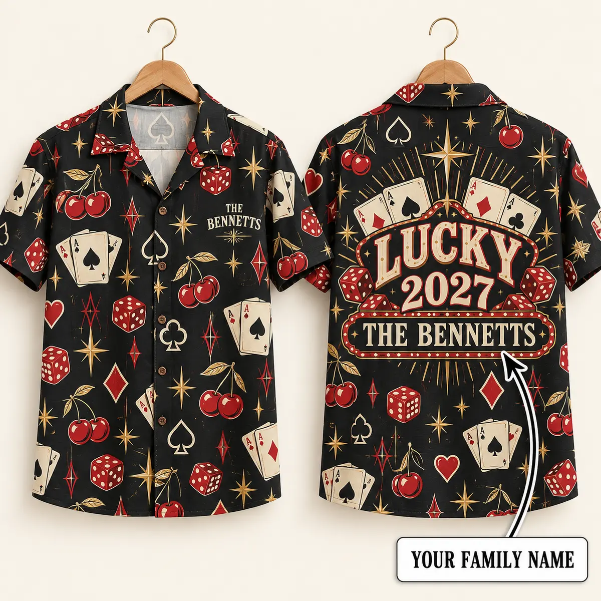 Playing Cards Lucky 2027 Casino Button-Up Shirt