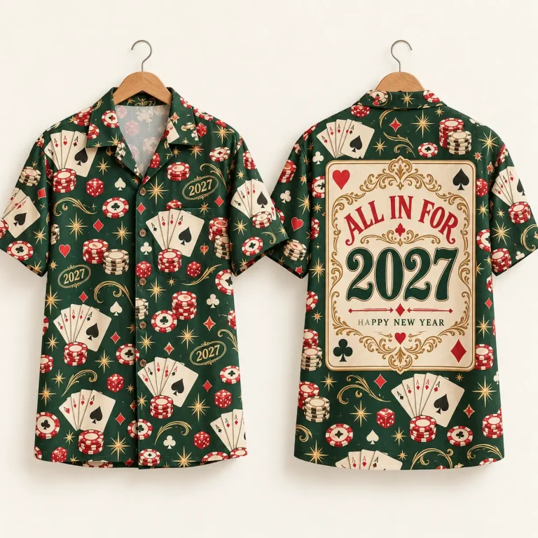 Playing Cards Poker Night 2027 Camp Collar Shirt