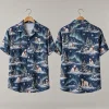 Polar Bear Christmas Hawaiian Shirt with Aurora & Lanterns