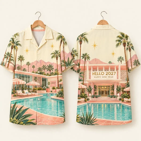 Poolside Palm Springs Countdown Camp Collar Shirt