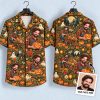 Pumpkin Man Halloween Hawaiian Shirt – Autumn Harvest Ghost & Jack-o'-Lantern Print