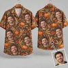 Pumpkin Thanksgiving Button Up Shirt with Smiling Faces