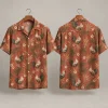 Realistic Rooster Hawaiian Shirt with Terracotta Florals