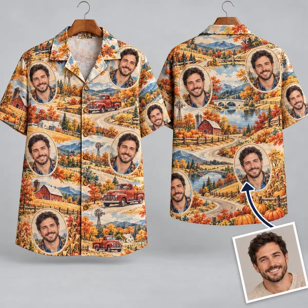 Red Barn Thanksgiving Aloha Shirt - Autumn Portraits