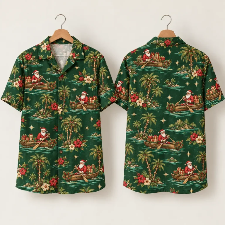 Rowboat Santa Claus Hawaiian Shirt – Tropical Christmas