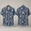 Rustic Rooster Hawaiian Shirt with Blue Country Motifs