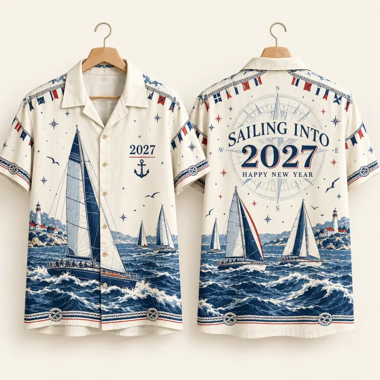 Sailboats Sailing Into 2027 Camp Collar Shirt