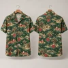 Santa Canoe Christmas Hawaiian Shirt – Tropical Green