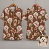 Santa Dog Christmas Hawaiian Shirt – White Fluffy Dogs in Santa Hats All-Over Print