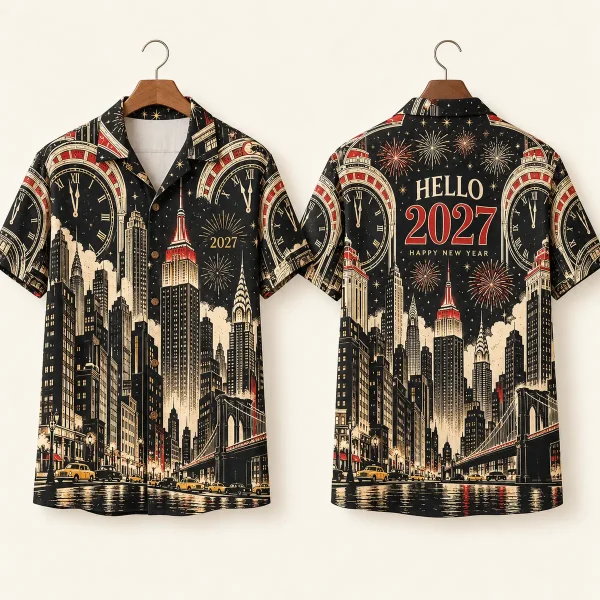 Skyline New Years Eve Outfit – 2027 Button-Up Shirt