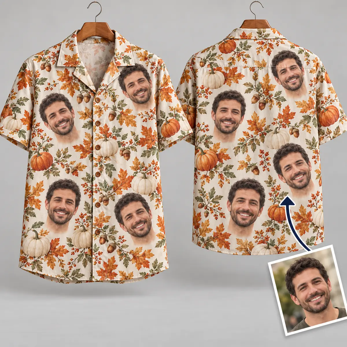 Smiling Face Thanksgiving Hawaiian Shirts with Pumpkins