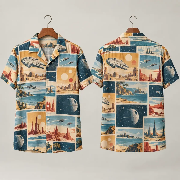 Space Station Star Wars Hawaiian Shirt – Retro Sci-Fi Panels