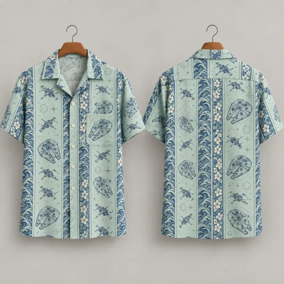Spacecraft Star Wars Hawaiian Shirt – Seafoam Waves