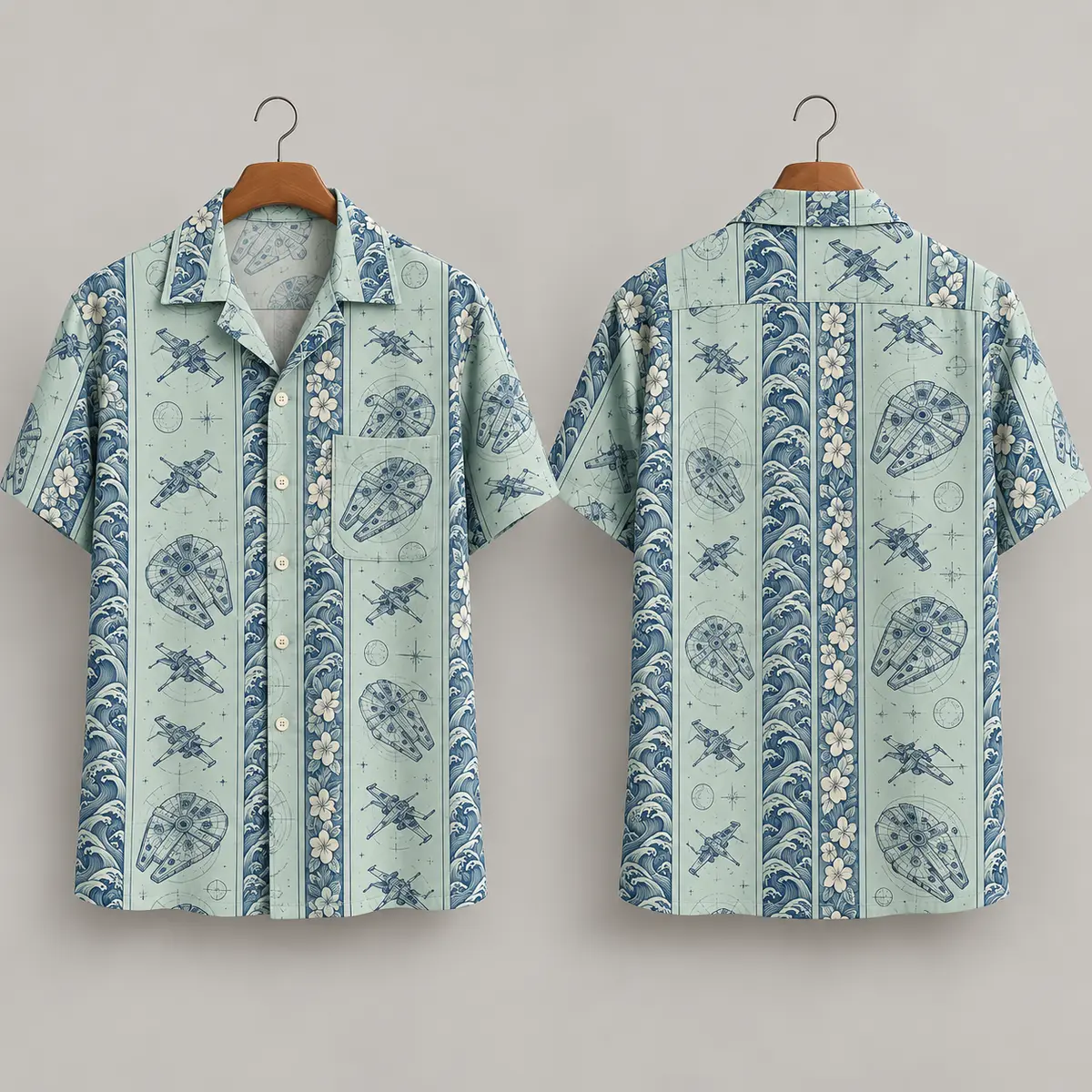 Spacecraft Star Wars Hawaiian Shirt – Seafoam Waves