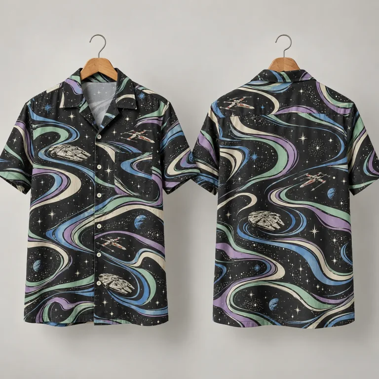 Starship Star Wars Hawaiian Shirt with Cosmic Swirls