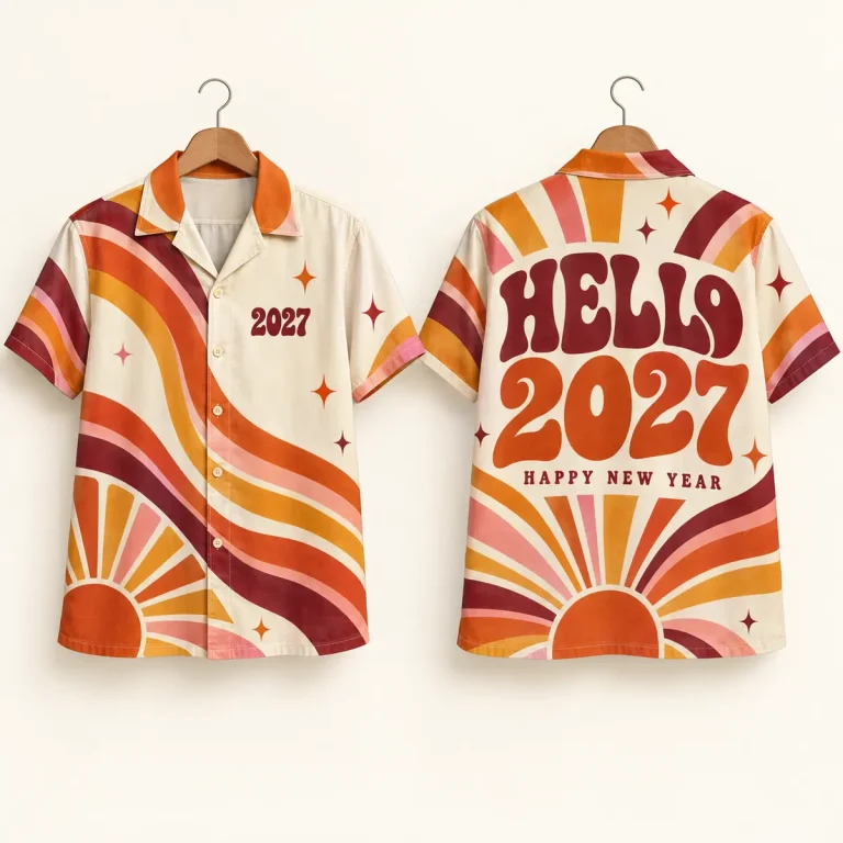 Sunburst Retro Countdown 2027 Camp Collar Shirt