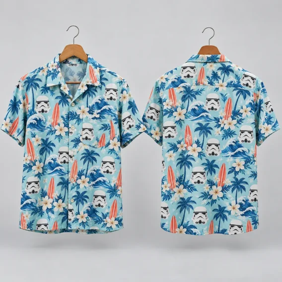 Surfboard Stormtrooper Hawaiian Shirt – Blue Waves