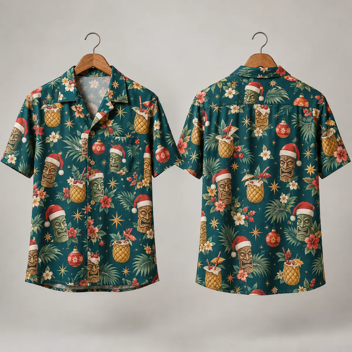 Tiki Santa Claus Hawaiian Shirt – Tropical Christmas Aloha