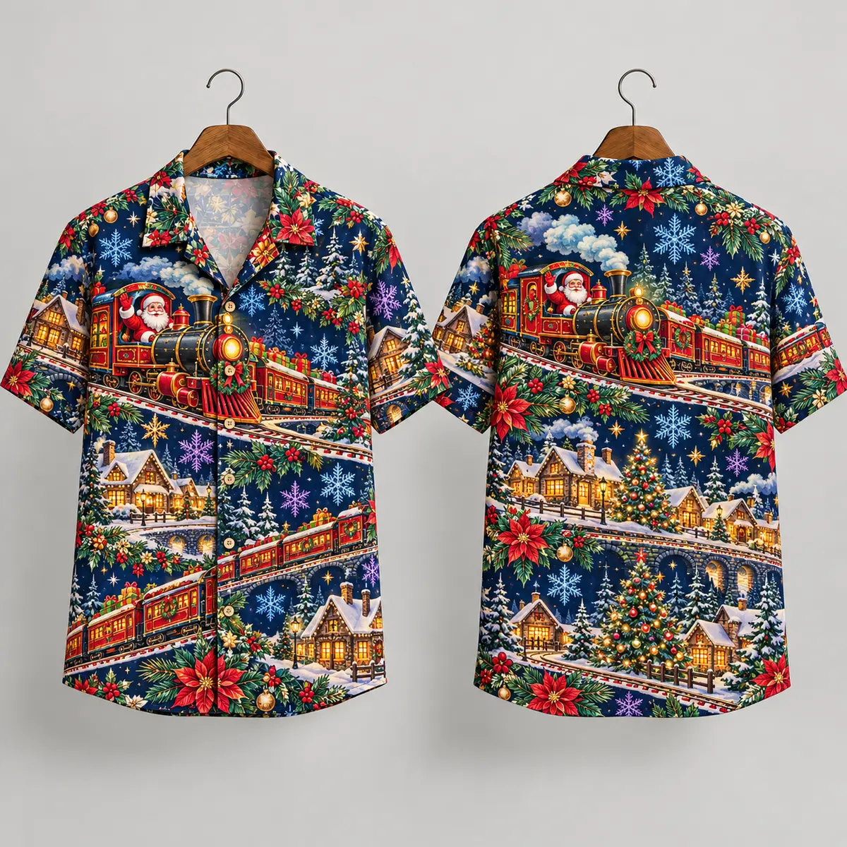 Train Santa Claus Hawaiian Shirt – Snowy Village