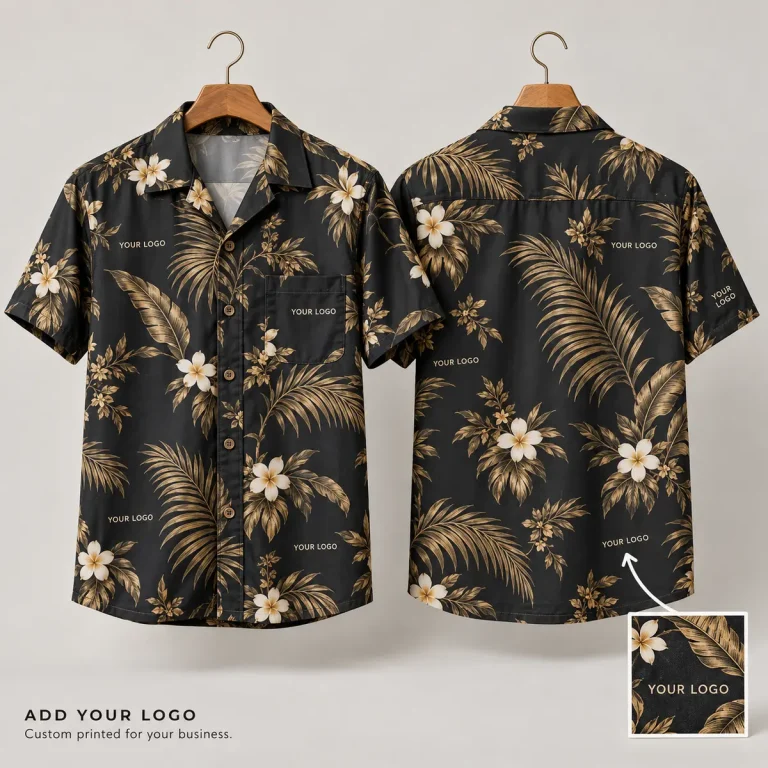 Tropical Floral Logo Hawaiian Shirt | Custom Hawaiian Shirts With Logo