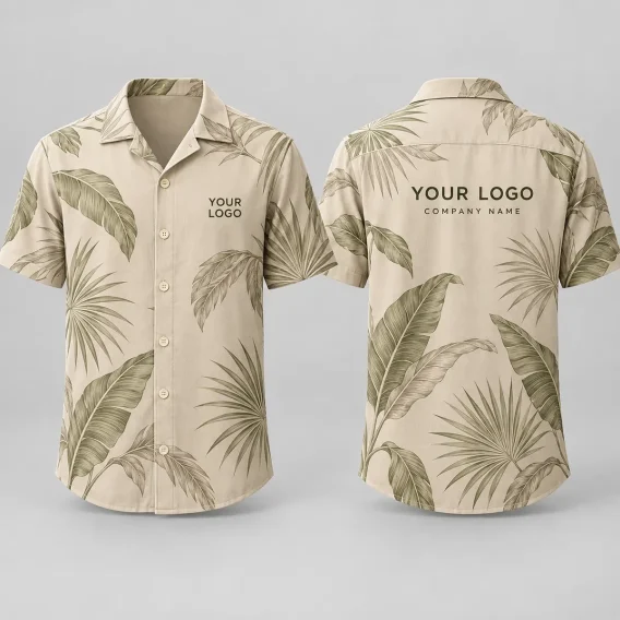 Tropical Leaf Logo Hawaiian Shirt | Custom Company Branding